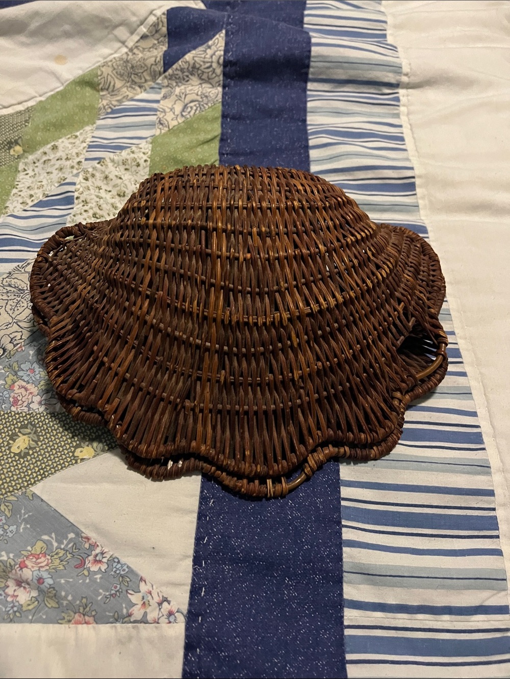 Woven Rattan Decorative Basket - Scalloped Edge